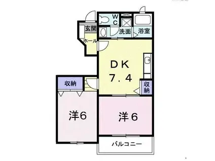 サンシャルムK・B(2DK/1階)の間取り写真