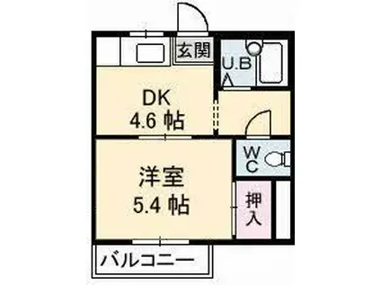 フレグランス宮脇(1DK/2階)の間取り写真