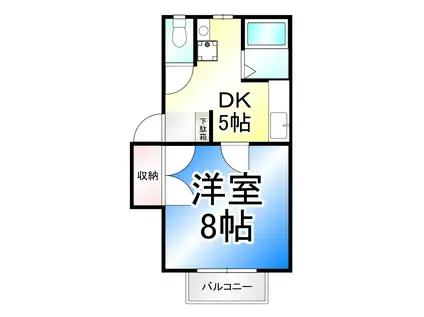 ラフォーレ三輪(1DK/2階)の間取り写真