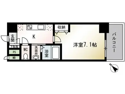 HILLS.Y(1K/3階)の間取り写真