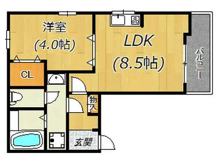 エトワール姫島(1LDK/2階)の間取り写真