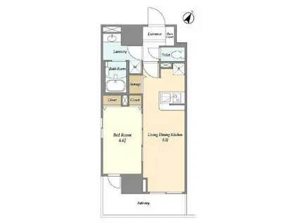 LA PERLA岩本町 ラペルラ岩本町(1LDK/9階)の間取り写真