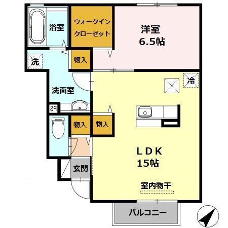 PENNY LANE A棟(1LDK/1階)の間取り写真