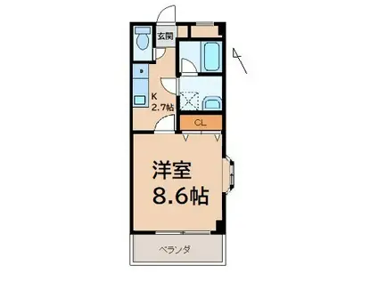 リベルテ順(1K/4階)の間取り写真