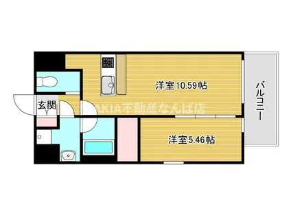 プレジオ難波(1LDK/6階)の間取り写真