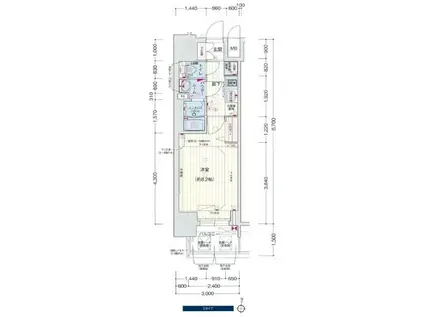 プレサンス丸の内アデル(1K/8階)の間取り写真