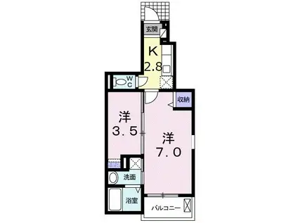 アルドール(1SK/1階)の間取り写真