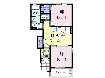 アーデント・絹(2DK/1階)の間取り写真