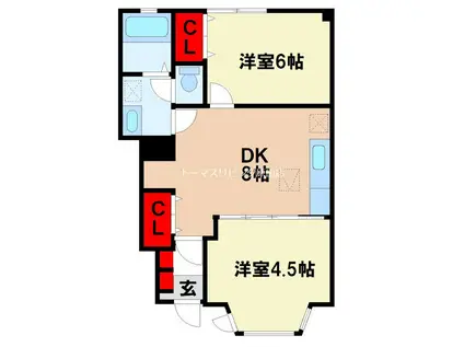 PRAIRIE.LIVE(2DK/1階)の間取り写真