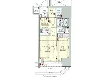 プレサンス北浜オリジン(1LDK/14階)の間取り写真