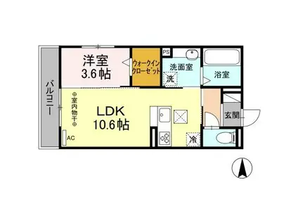 D-ROOM六条福寿町(1LDK/2階)の間取り写真
