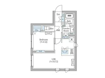 COMPOSITE新宿三丁目(1LDK/1階)の間取り写真