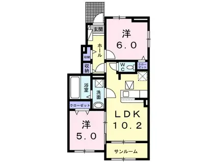 トリオ・グレースIIIIII(2LDK/1階)の間取り写真