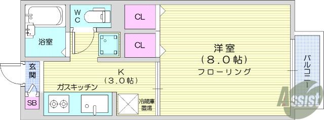 和山ハイツⅡ(1K/2階)の間取り写真