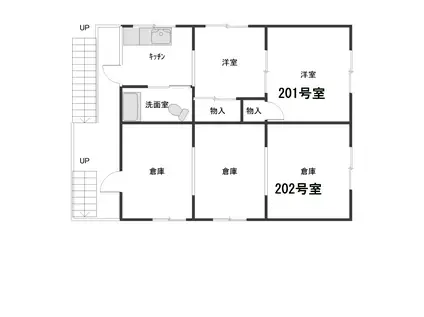衣笠町アパート(2K/2階)の間取り写真