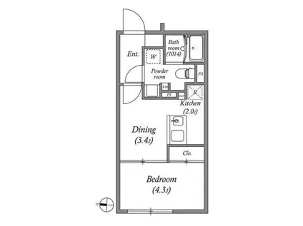 ES-GRANDE門前仲町デュオ(1DK/4階)の間取り写真