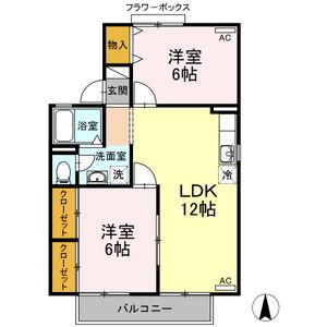 ヌーベルメゾン A(2LDK/2階)の間取り写真