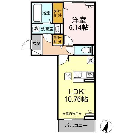 ファーストステージ江木(1LDK/1階)の間取り写真