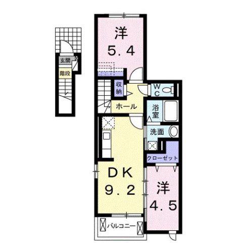 RIVER・LINE(2DK/2階)の間取り写真