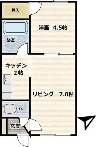 マンション淳(1LDK/2階)の間取り写真