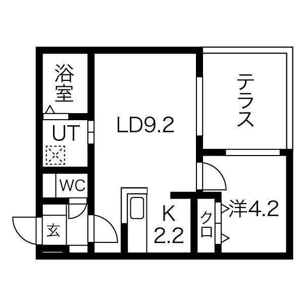 EMPRESS中島公園(1LDK/1階)の間取り写真