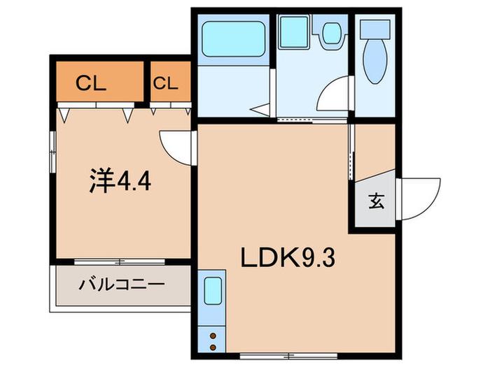 CASA魚崎北町(1LDK/2階)の間取り写真
