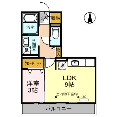 アドバンスS(1LDK/2階)の間取り写真