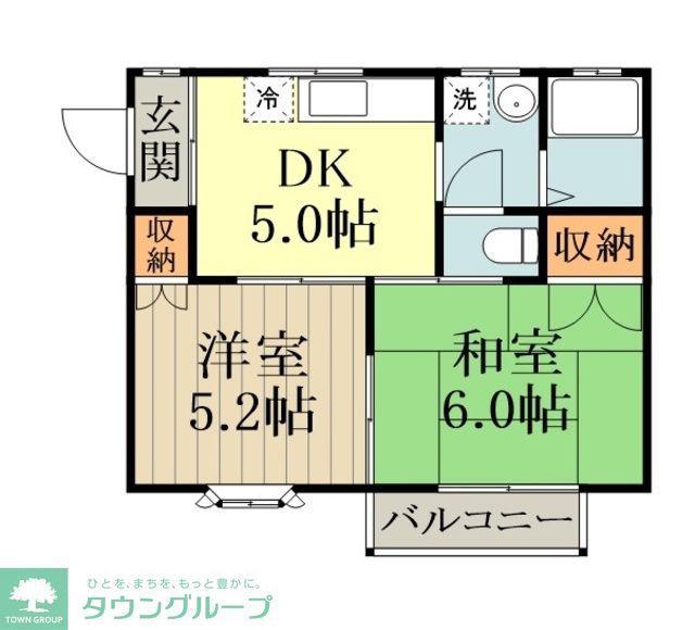 スカイハイツ(2DK/1階)の間取り写真