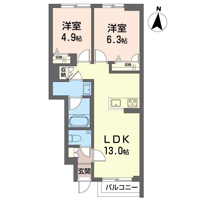 ザ グローヴ赤堤(2LDK/1階)の間取り写真