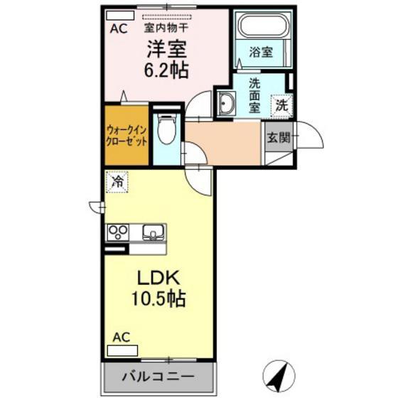 ＪＲ宇野線 備前西市駅 徒歩7分 3階建 築12年(1LDK/2階)の間取り写真