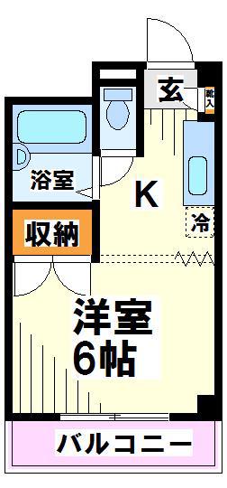 第6栄町レジデンス(1K/2階)の間取り写真