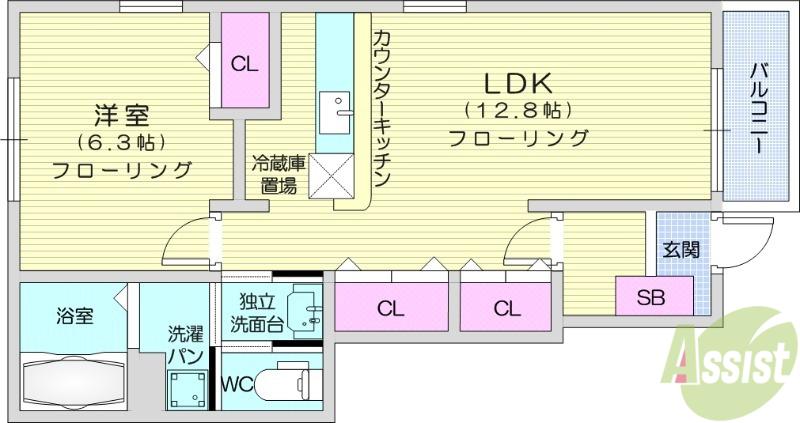 クロスロードⅡ(1LDK/1階)の間取り写真