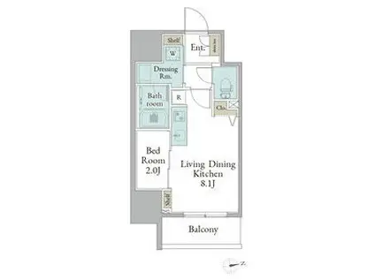 ストーリア名古屋城西(1LDK/4階)の間取り写真