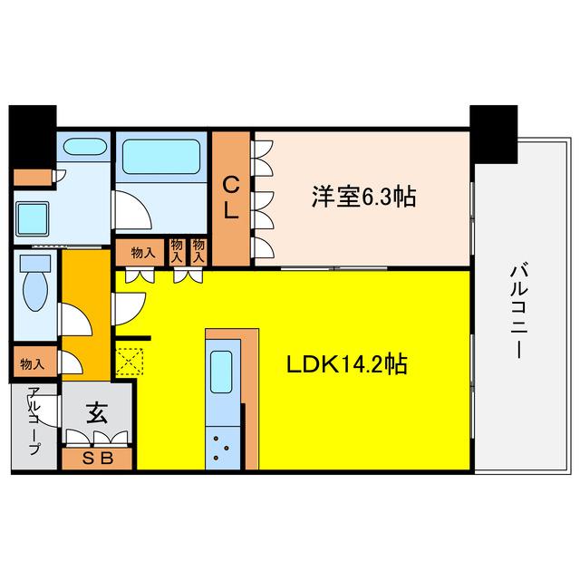 ザ・パークハウス中之島タワー(1LDK/20階)の間取り写真
