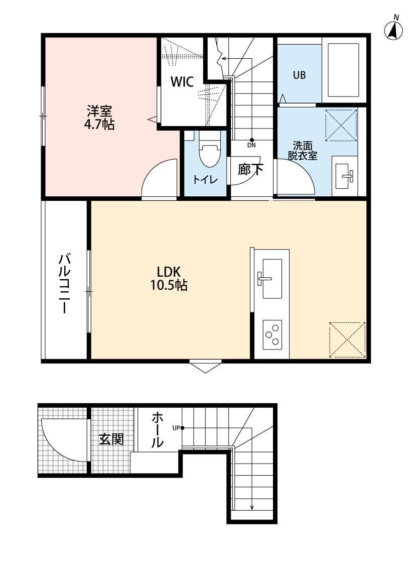 リーブルファイン吉川保(1LDK/2階)の間取り写真