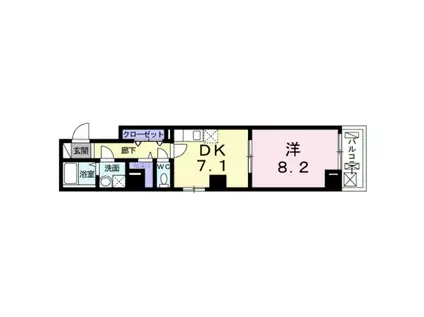 ヴィラ 鴻巣(1DK/4階)の間取り写真