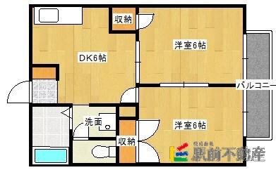 サンハイツ三潴(2DK/2階)の間取り写真