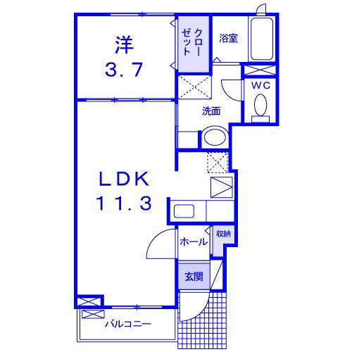 フランシーズコートD(1LDK/1階)の間取り写真