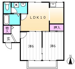 サンヴィレッヂC(2LDK/1階)の間取り写真