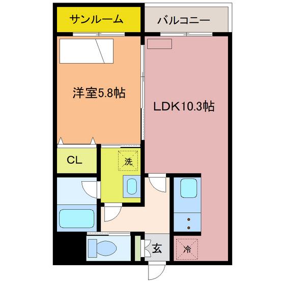 VIA・LATTEA II(1LDK/1階)の間取り写真