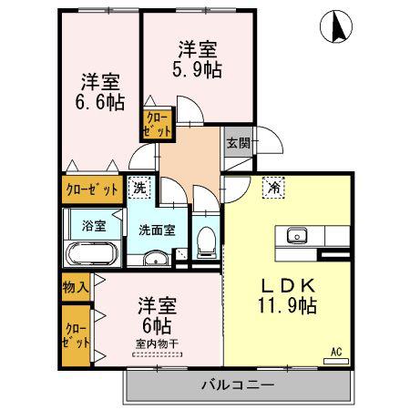 エス プラージュ(3LDK/3階)の間取り写真