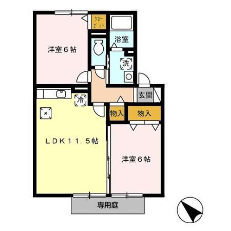 フェリーチェ(2LDK/1階)の間取り写真