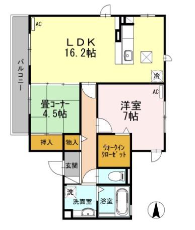 アイグラン・K(1LDK/1階)の間取り写真