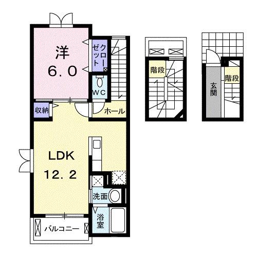 ガーデンハウスヴィオラB(1LDK/3階)の間取り写真