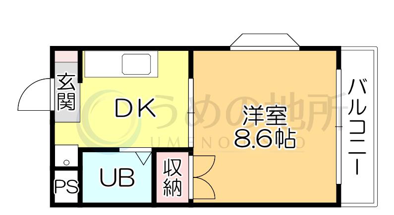 コーポ加月A棟(1DK/3階)の間取り写真