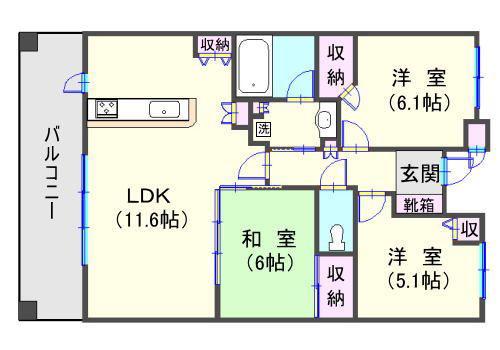 ジェネラス中央町(3LDK/10階)の間取り写真
