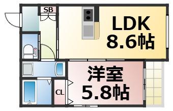 GLICINA南巽VIENT(1LDK/2階)の間取り写真