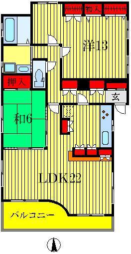リリーズフラット(2LDK/3階)の間取り写真