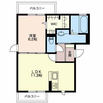 コンフォルティア(1LDK/2階)の間取り写真