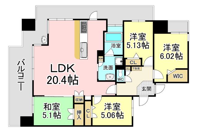 リヴィエールソフィア清滝(4LDK/8階)の間取り写真